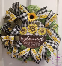 Load image into Gallery viewer, &quot;Welcome-ish&quot; Sunflower Wreath
