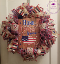 Load image into Gallery viewer, &quot;Home of the Free&quot; Burlap Wreath
