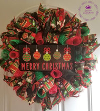 Load image into Gallery viewer, Red/Black/Green Christmas Wreath
