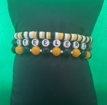 Load image into Gallery viewer, Handcrafted 3 Piece Women&#39;s Steelers Stretch Bracelets
