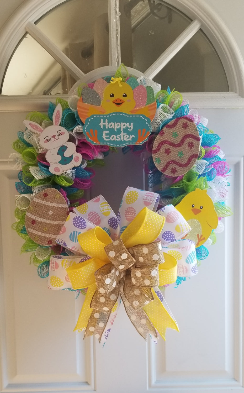 Green Chick Deco Mesh Easter Wreath