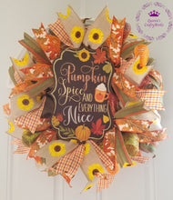 Load image into Gallery viewer, Pumpkin Spice Fall Wreath
